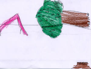 child's drawing of hurricane damage